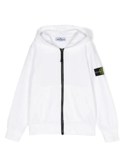Stone Island White Zip Hoodie