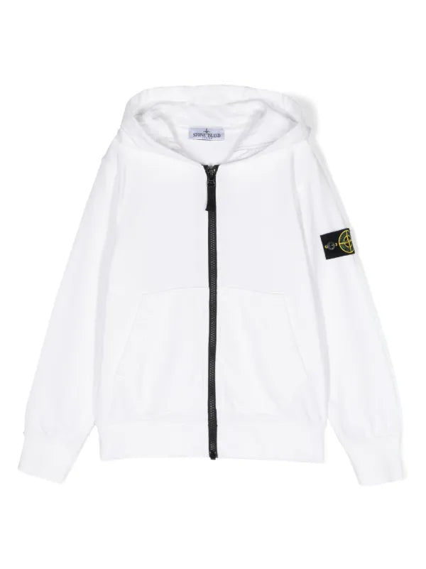 Stone Island White Zip Hoodie