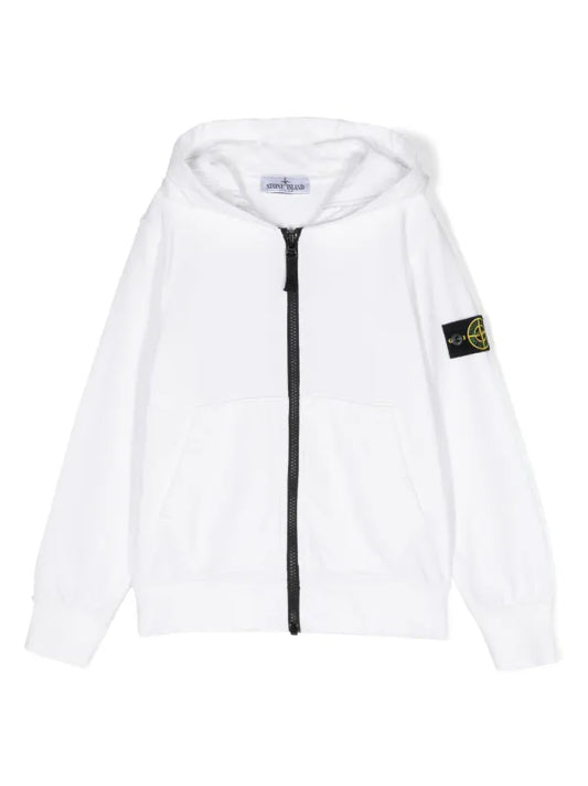 Stone Island White Zip Hoodie