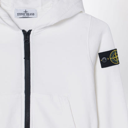 Stone Island White Zip Hoodie