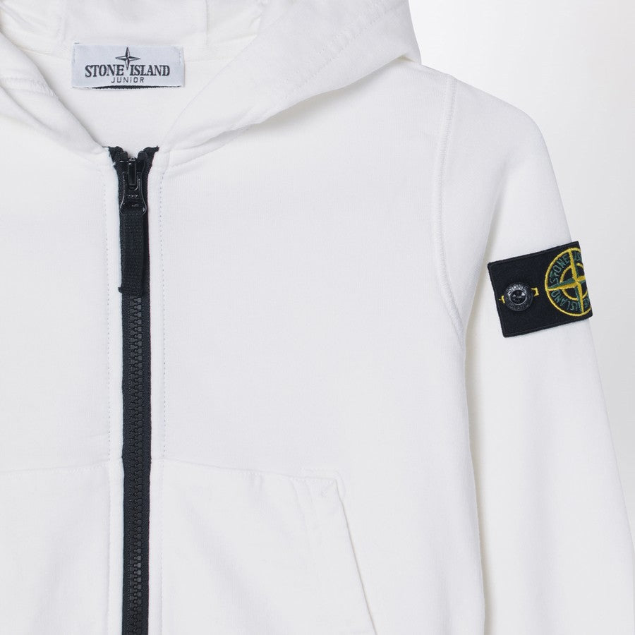 Stone Island White Zip Hoodie